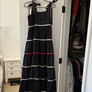 Sugarlips Black Maxi Dress with Colorful Stripes